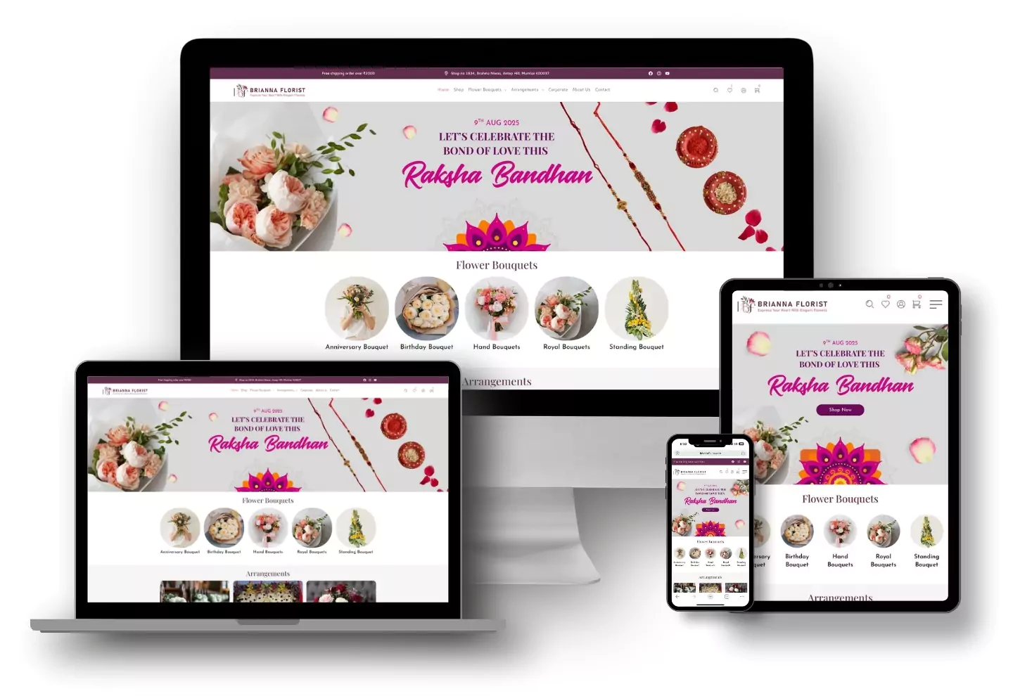 Brianna florist Website Design and Develop By Andweb